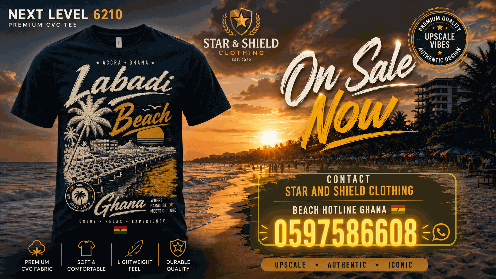 🇬🇭 Star & Shield Clothing Launches the Labadi Beach Tourist T-Shirt: Ghanaian Coastal Style Meets Ethical Luxury